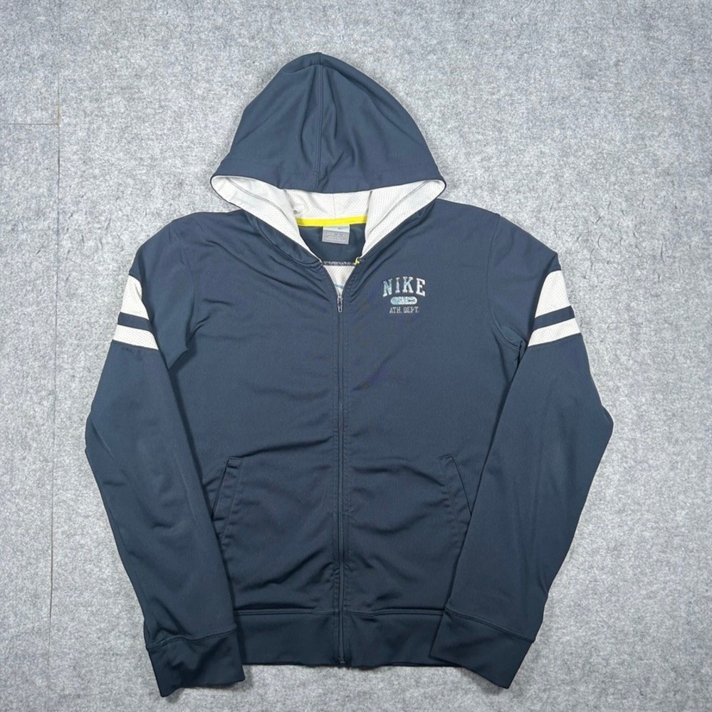 Nike Full Zip Hoodie womens Medium Navy Blue Athletic Dept Track Jacket Y2K